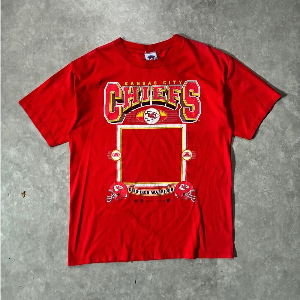 90s Vintage Kansas City Chiefs Athletic Joy Red T-Shirt -L